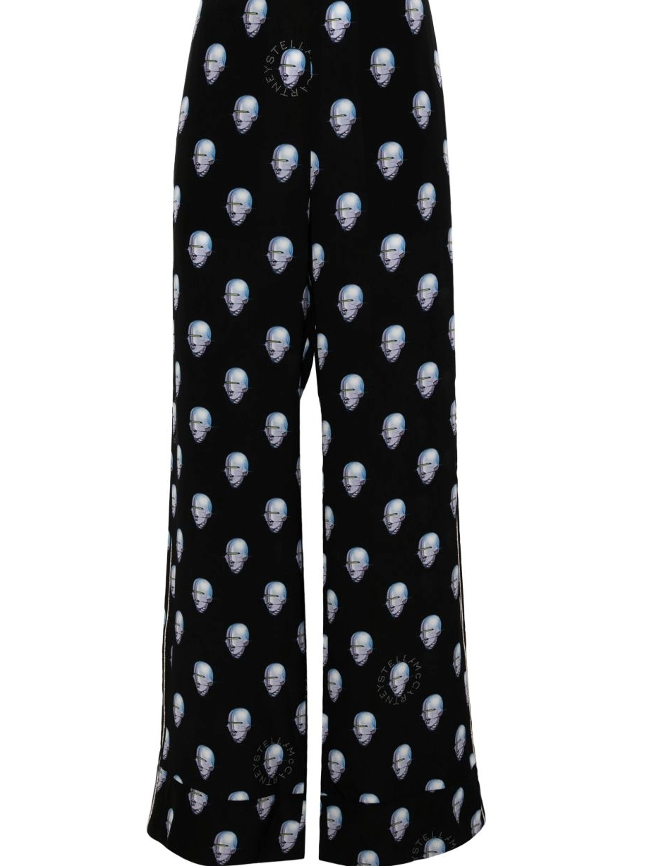 Cheap Stella Women graphic-print silk McCartney wide-leg trousers 0813